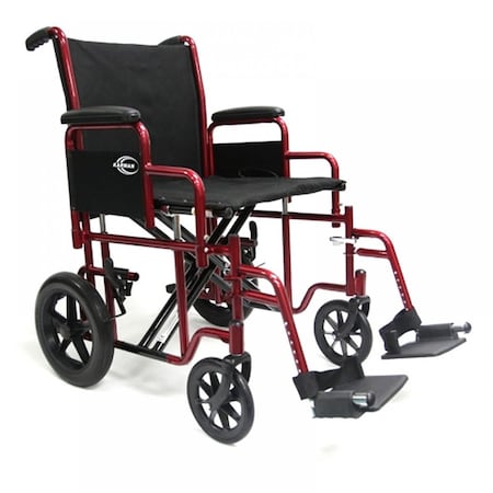 Carman Karman  22 in. Heavy Duty Transport Wheelchair with Removable Footrest & Armrest, Burgundy T-922W